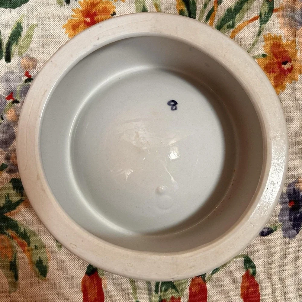 VTG Blue/White Chinoiserie Ceramic Cat Small Dog Pet Food Bowl Dish Grandma Chic